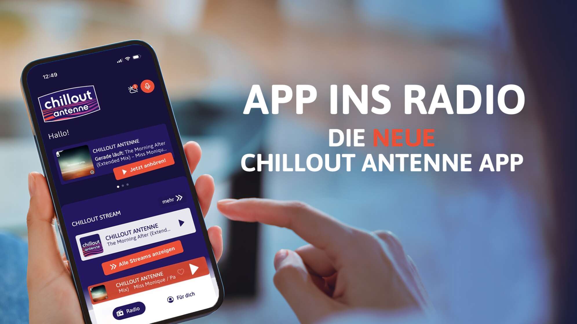 Smartphone mit der CHILLOUT ANTENNE App